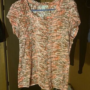 Kenneth Cole New York Coral and Beige Short Sleeve Tee